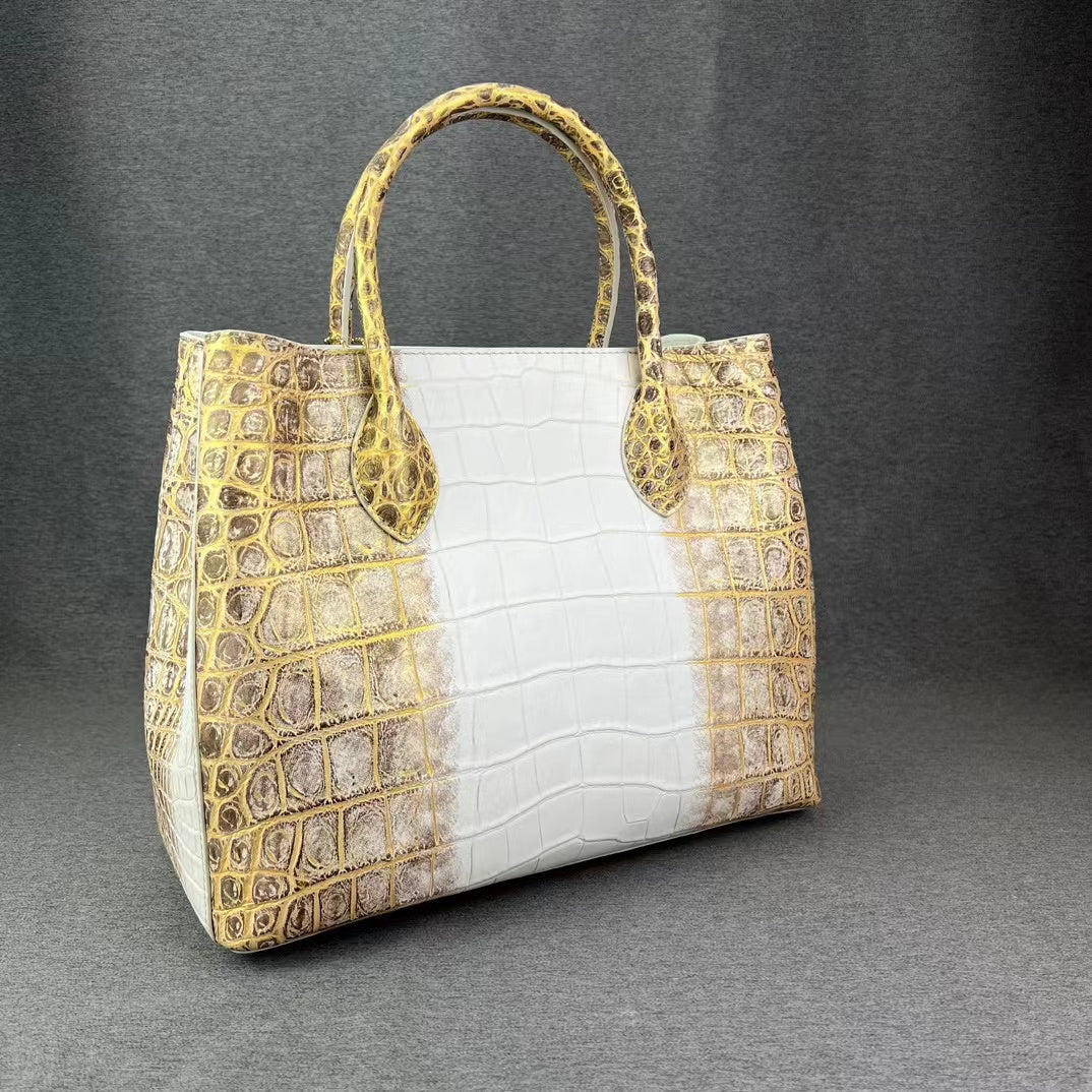 Himalaya Hand Brushing Alligator Belly Handbag Shoulder Bag