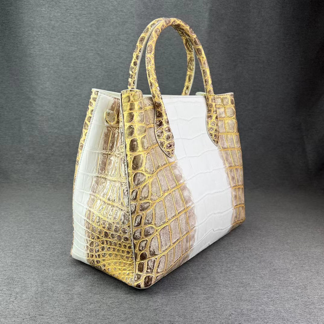 Himalaya Hand Brushing Alligator Belly Handbag Shoulder Bag