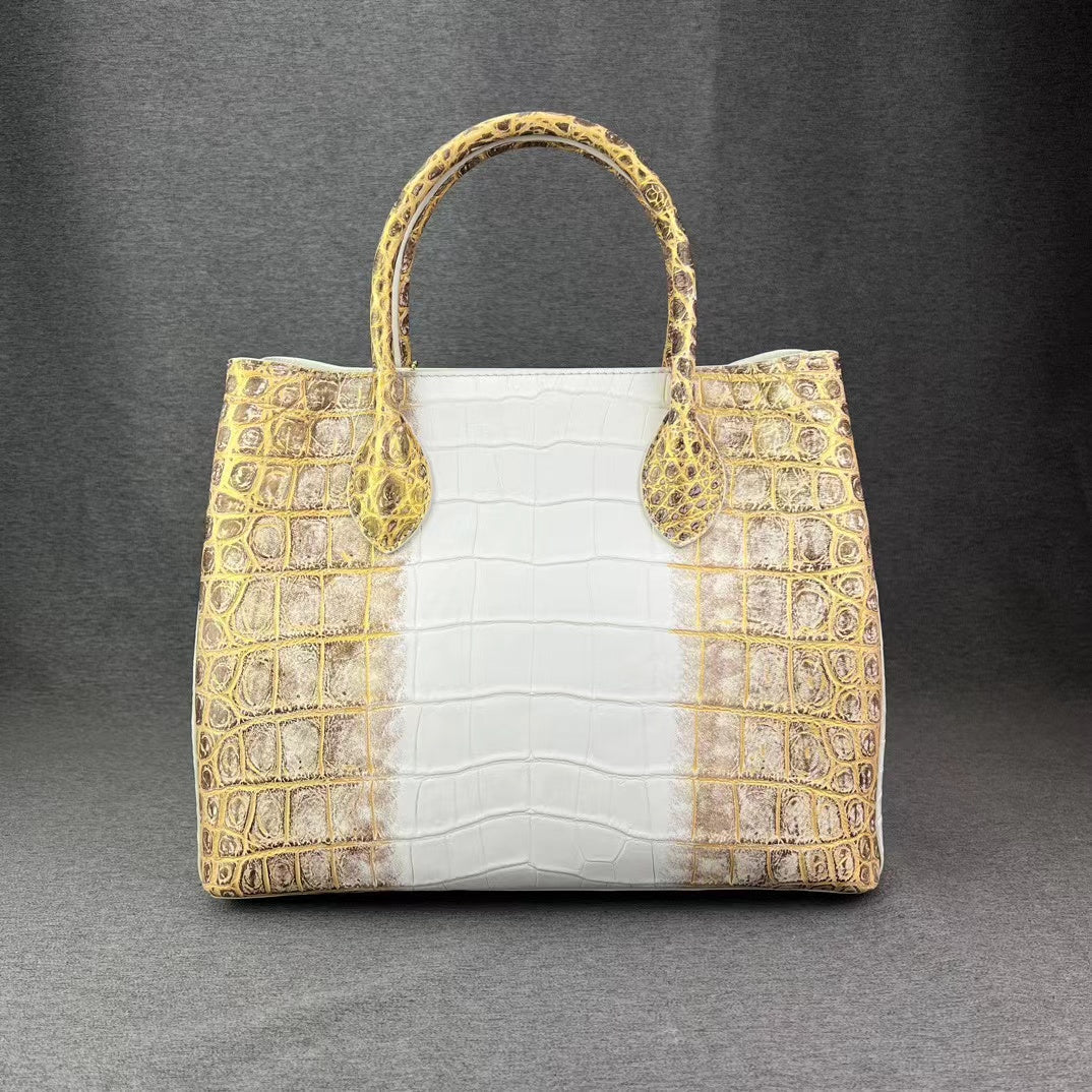 Himalaya Hand Brushing Alligator Belly Handbag Shoulder Bag