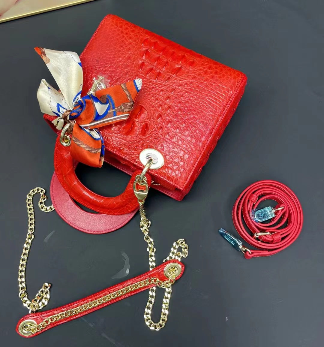 Crocodile Leather Stylish Handbag Shoulder Bag