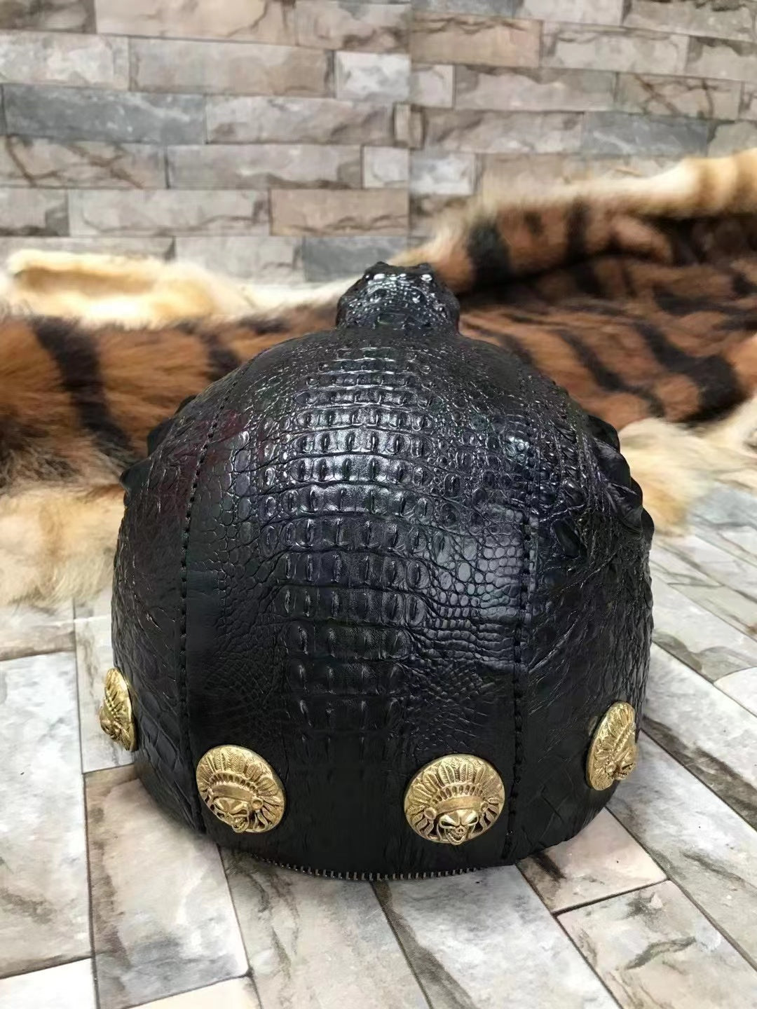 Alligator Head Indian Chief Hand Made Motorcycle Helmet