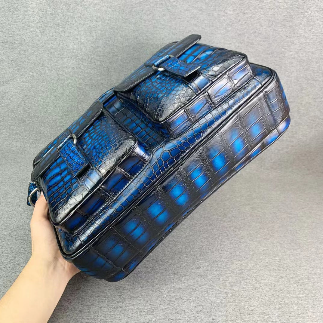 Nile Alligator Belly Hand Brushing Business Leisure Soft Briefcase