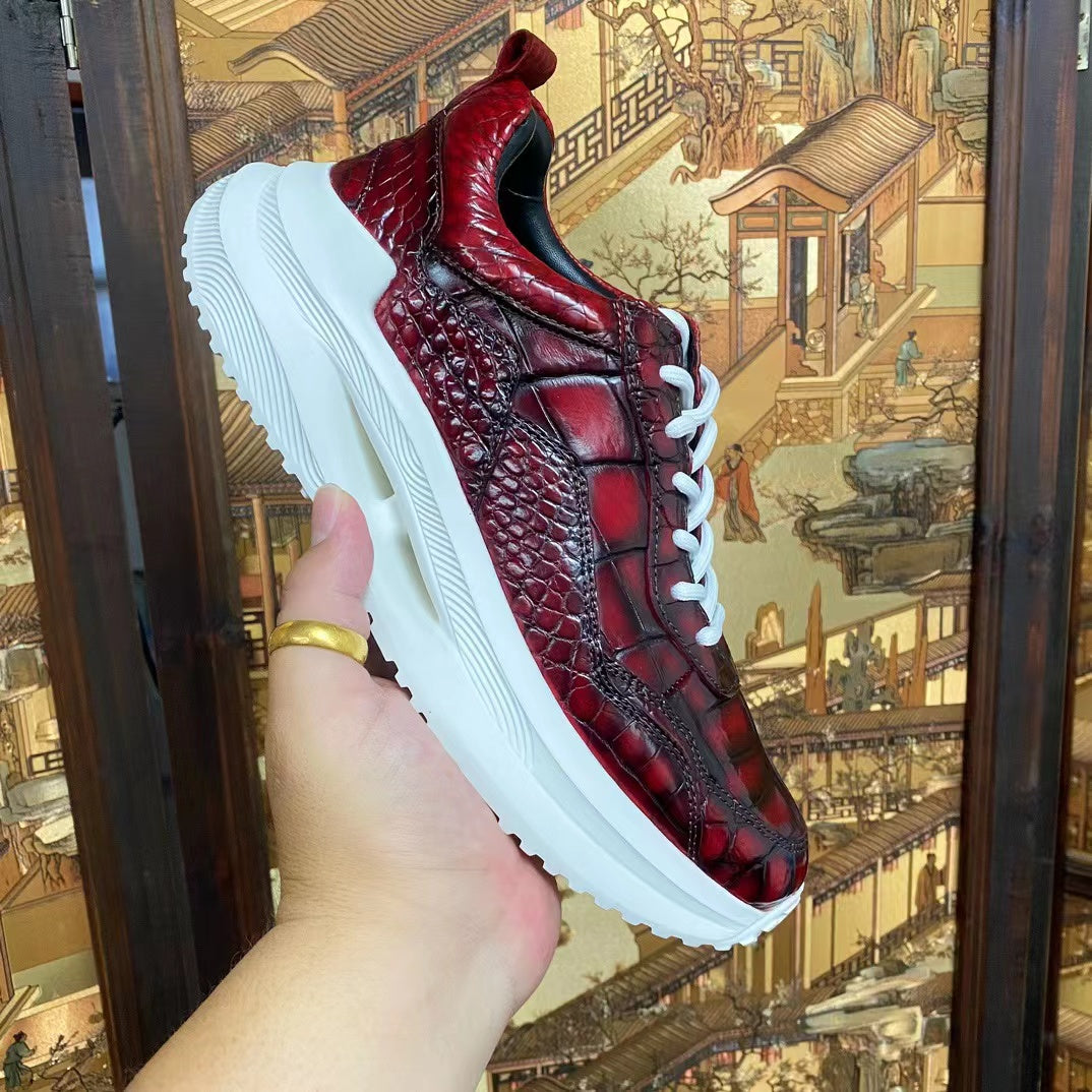 Alligator Belly Stylish Leisure Hand Brushing Soft Comfy Sneaker