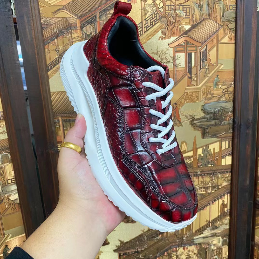 Alligator Belly Stylish Leisure Hand Brushing Soft Comfy Sneaker