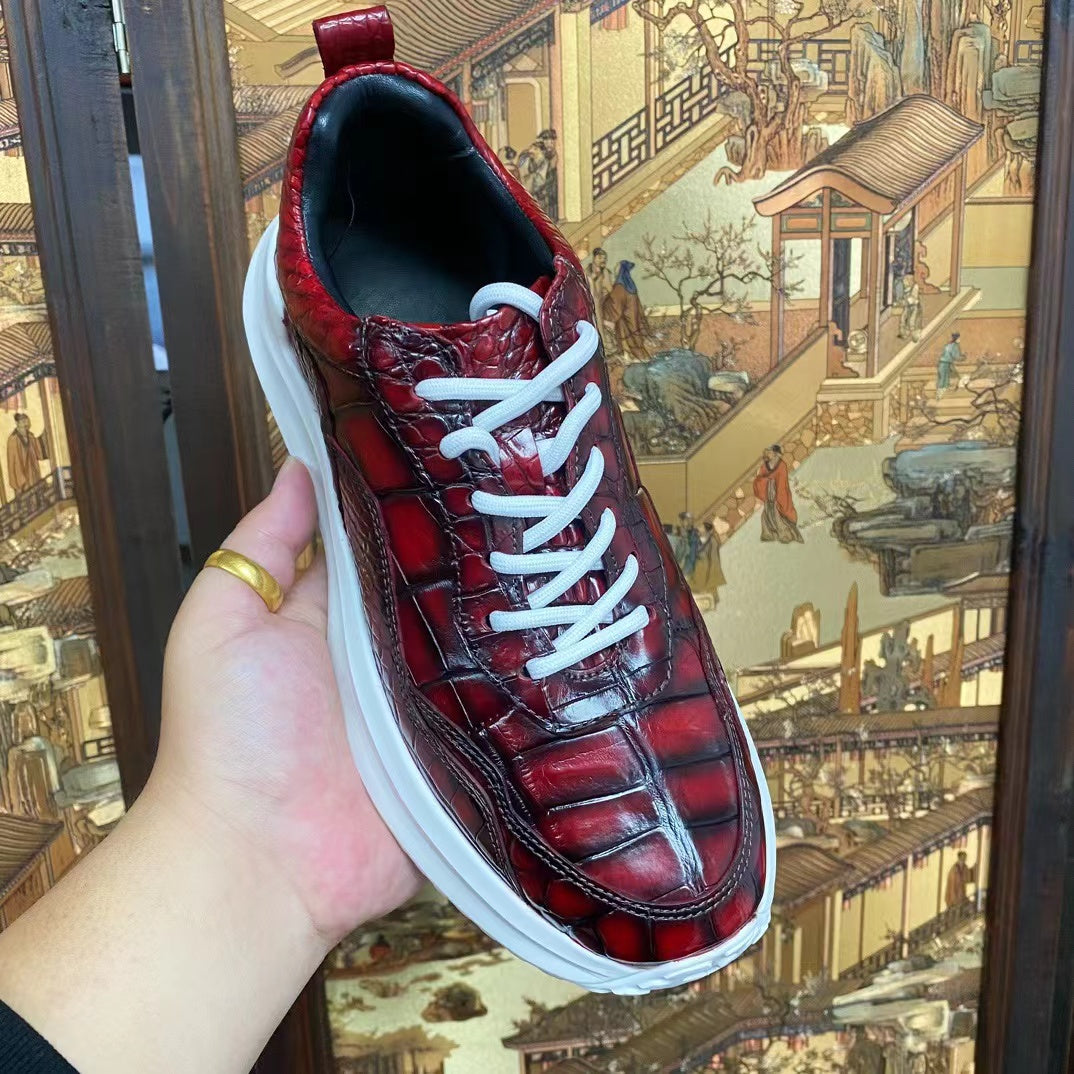 Alligator Belly Stylish Leisure Hand Brushing Soft Comfy Sneaker