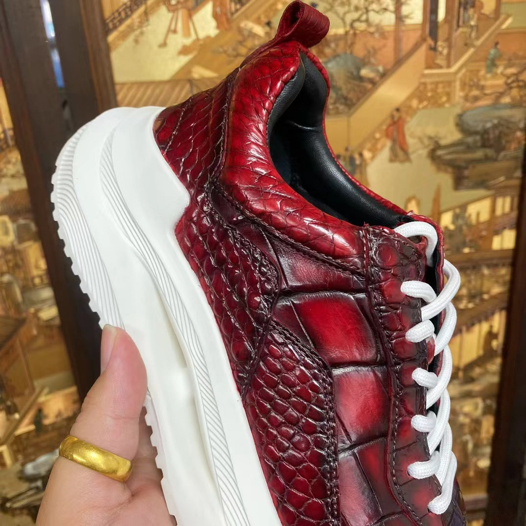 Alligator Belly Stylish Leisure Hand Brushing Soft Comfy Sneaker