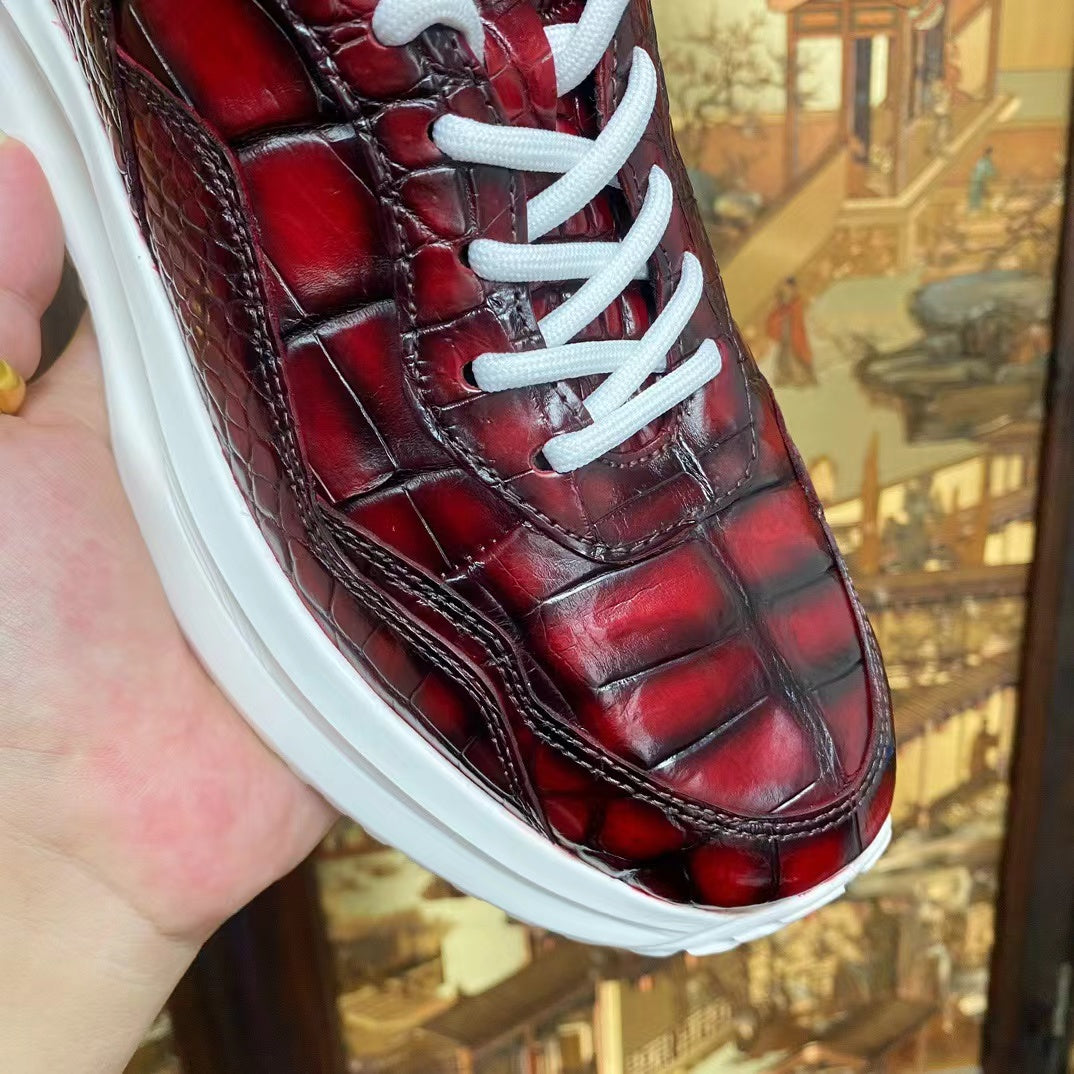 Alligator Belly Stylish Leisure Hand Brushing Soft Comfy Sneaker