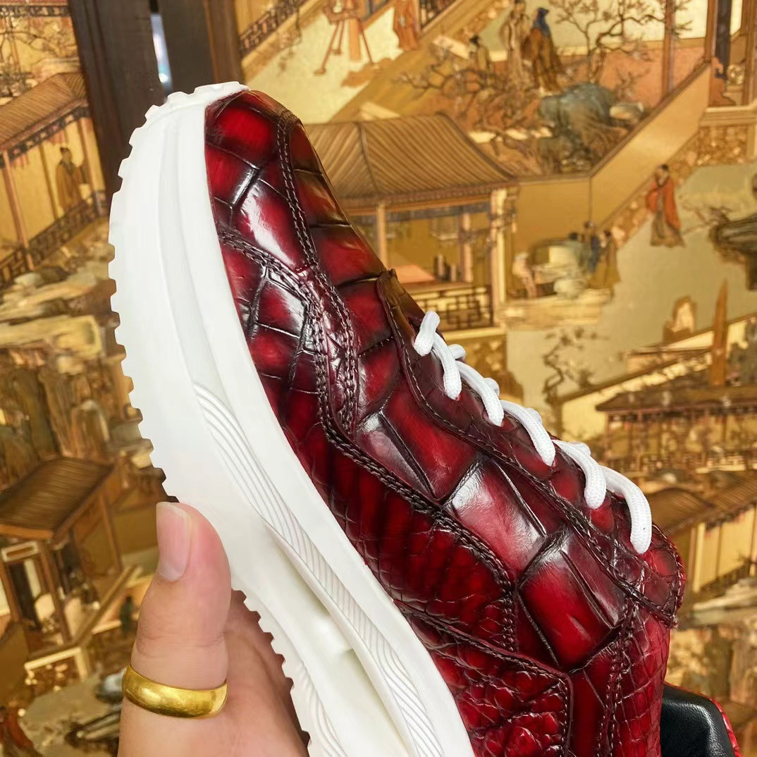 Alligator Belly Stylish Leisure Hand Brushing Soft Comfy Sneaker