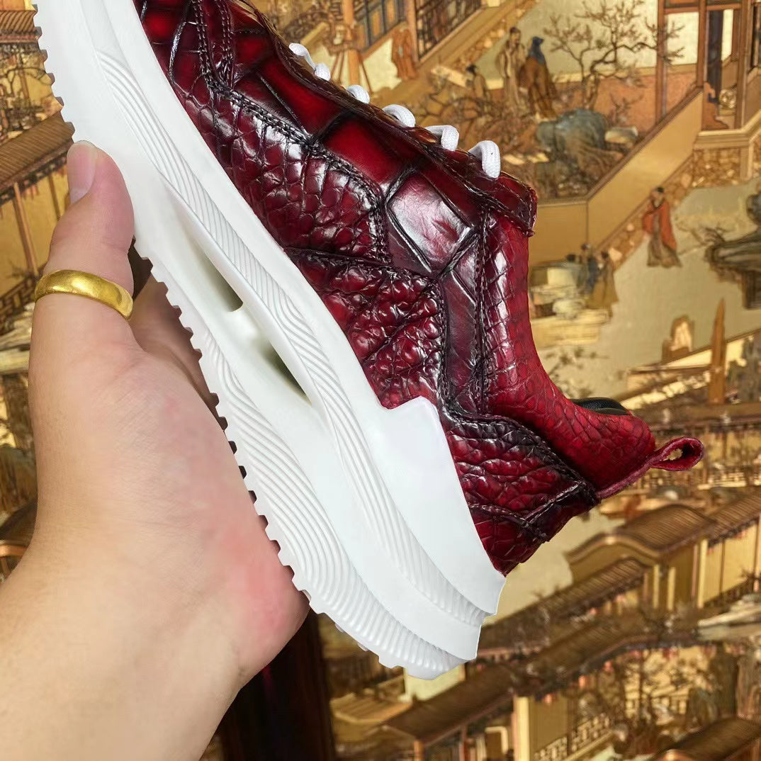 Alligator Belly Stylish Leisure Hand Brushing Soft Comfy Sneaker