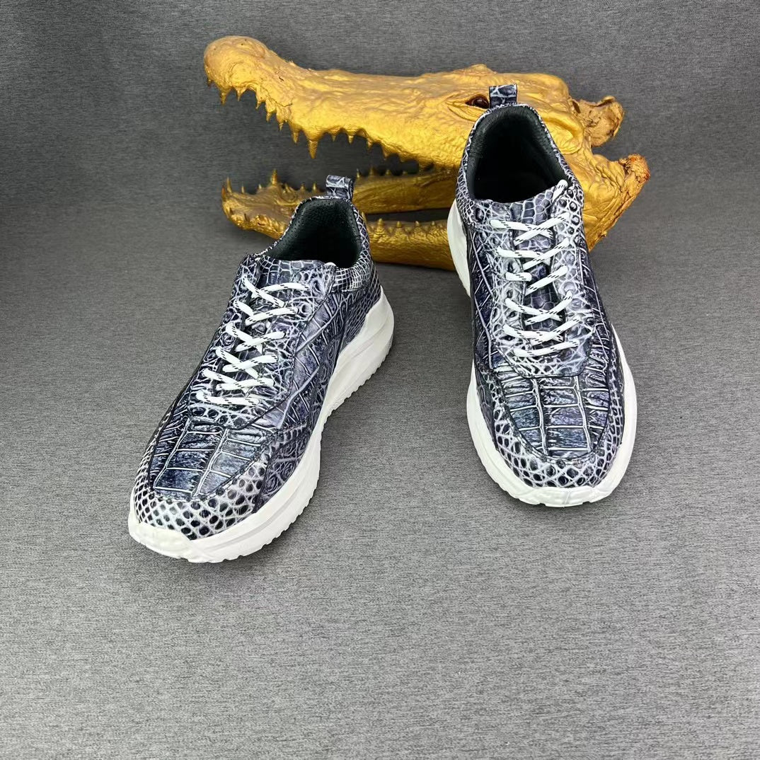 Alligator Belly Stylish Leisure Hand Brushing Soft Sneakers