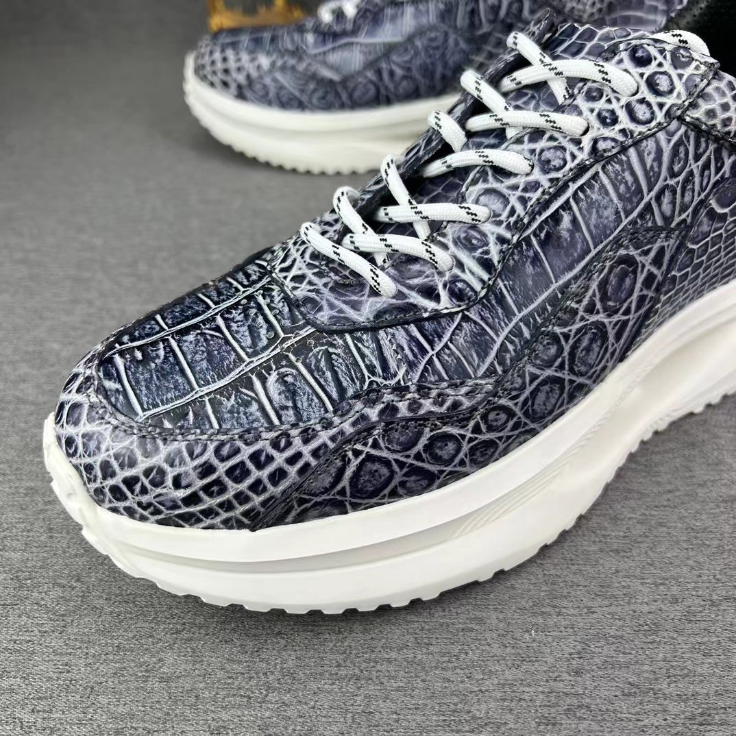 Alligator Belly Stylish Leisure Hand Brushing Soft Sneakers
