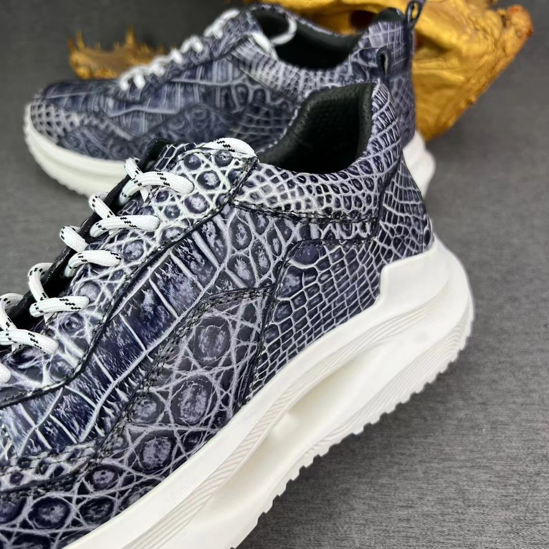 Alligator Belly Stylish Leisure Hand Brushing Soft Sneakers