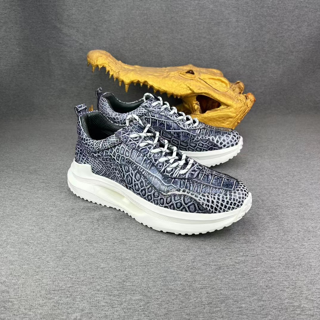 Alligator Belly Stylish Leisure Hand Brushing Soft Sneakers