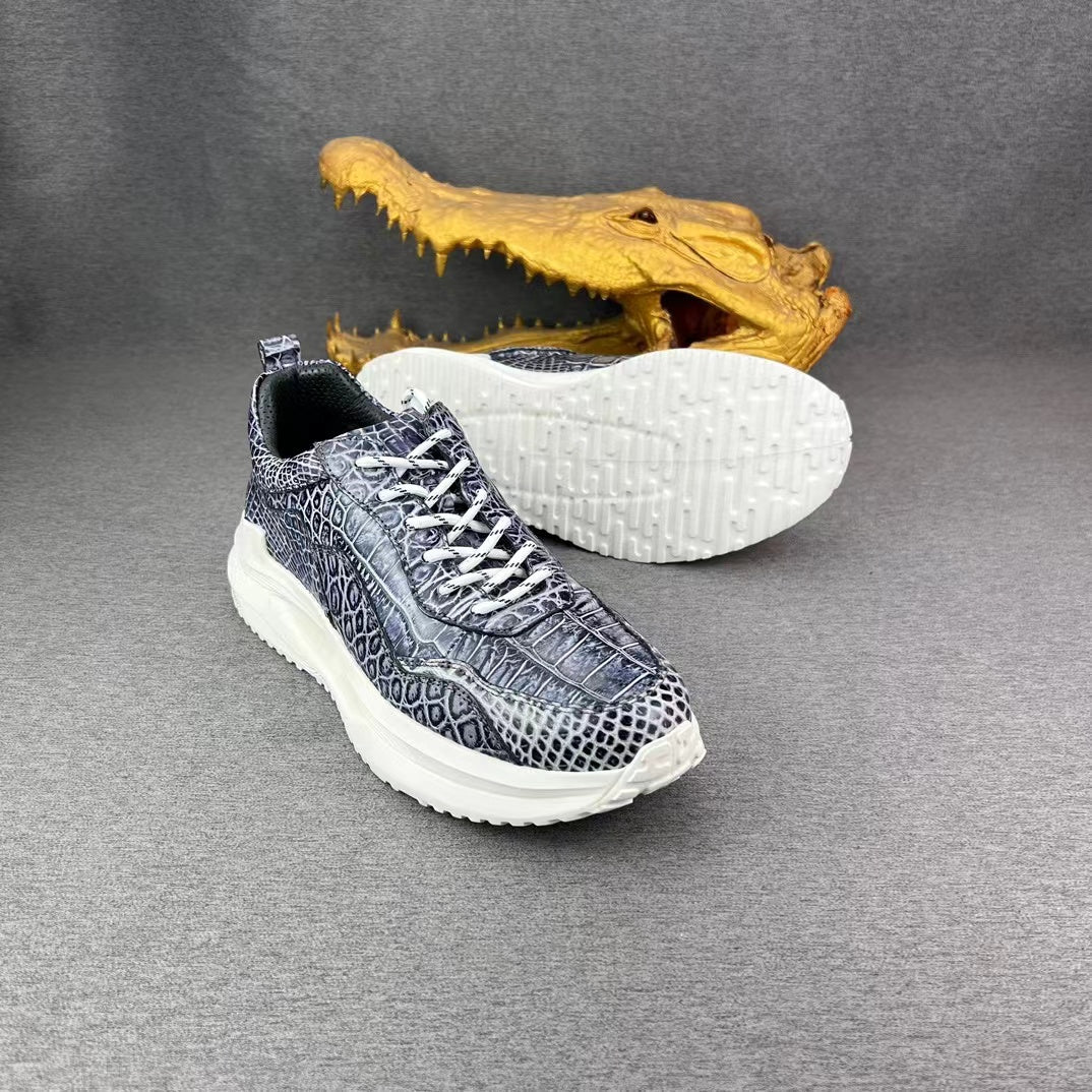 Alligator Belly Stylish Leisure Hand Brushing Soft Sneakers