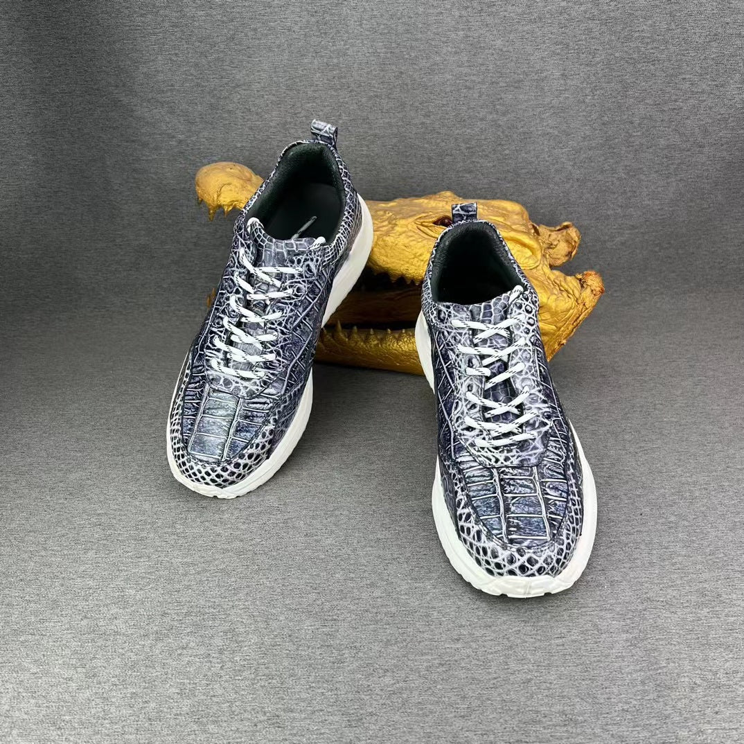 Alligator Belly Stylish Leisure Hand Brushing Soft Sneakers