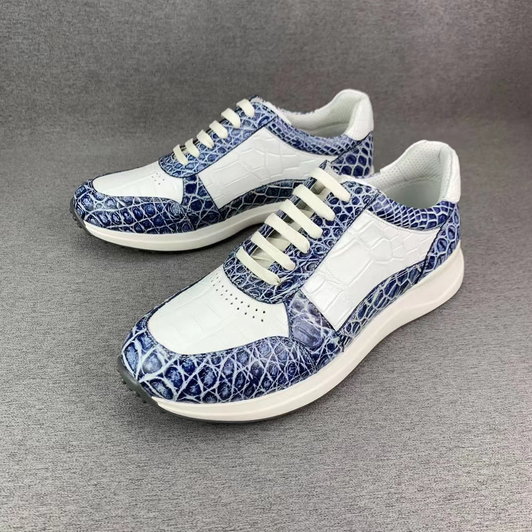 Alligator Belly Hand Brushing Stylish Classic Two Tones Shoes