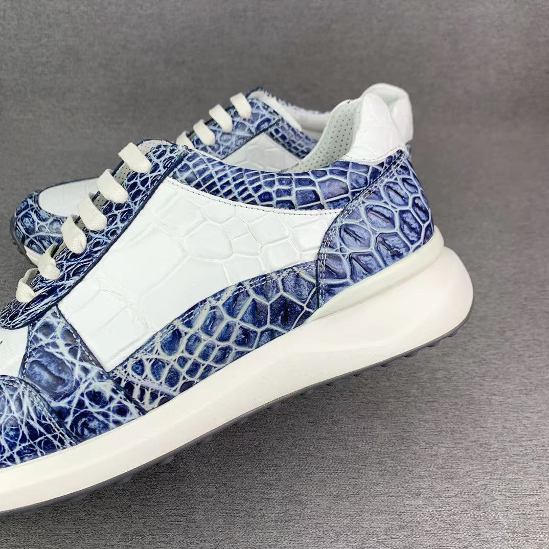 Alligator Belly Hand Brushing Stylish Classic Two Tones Shoes