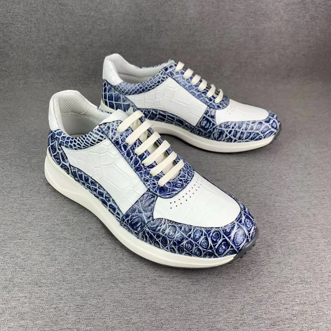 Alligator Belly Hand Brushing Stylish Classic Two Tones Shoes