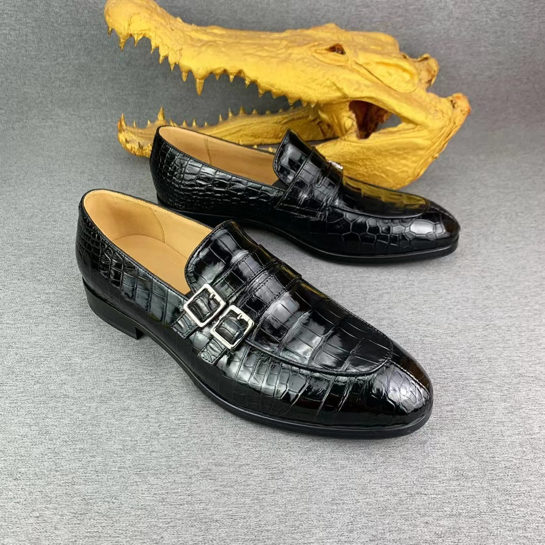 Alligator Belly Business Leisure Double Strap Dress Shoes