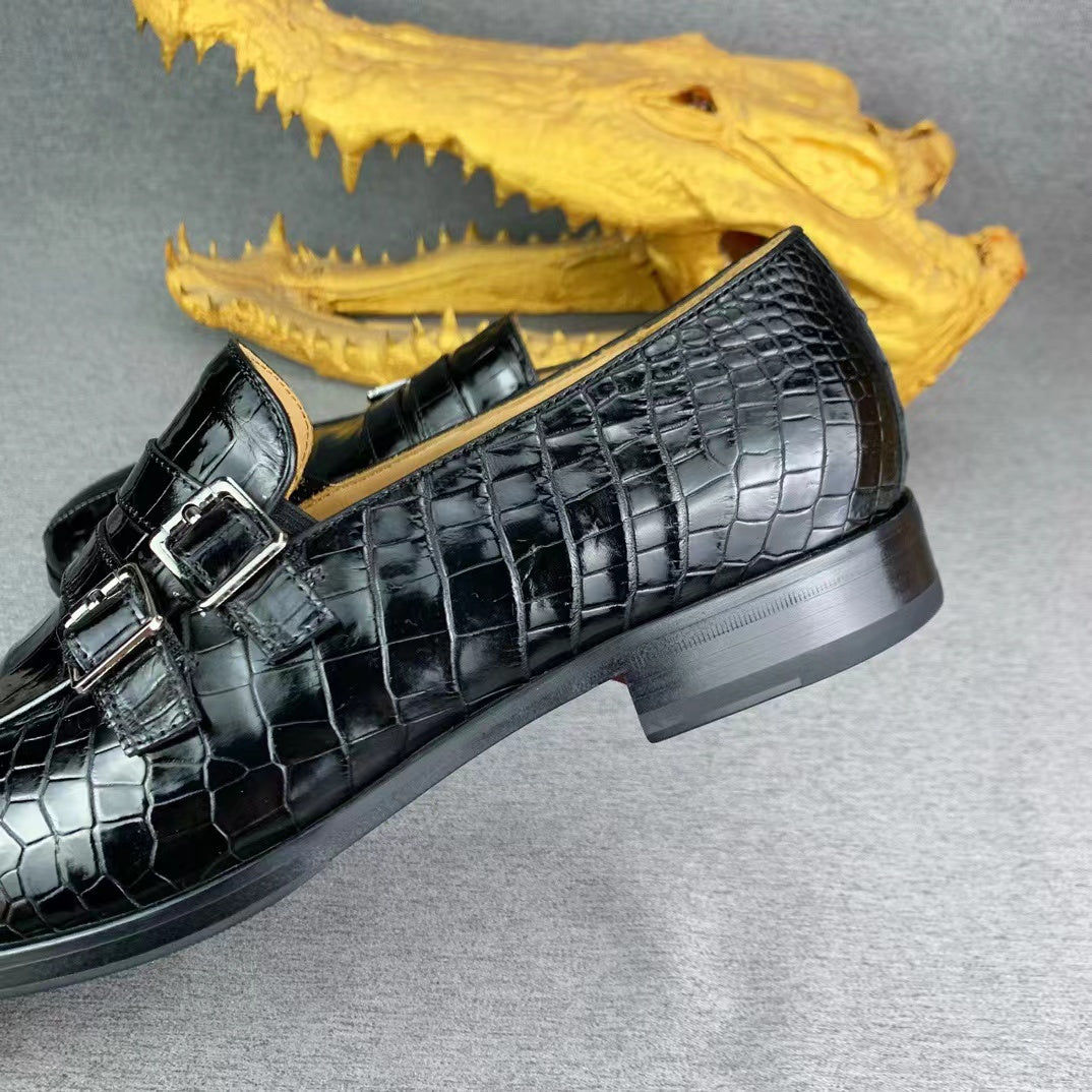 Alligator Belly Business Leisure Double Strap Dress Shoes
