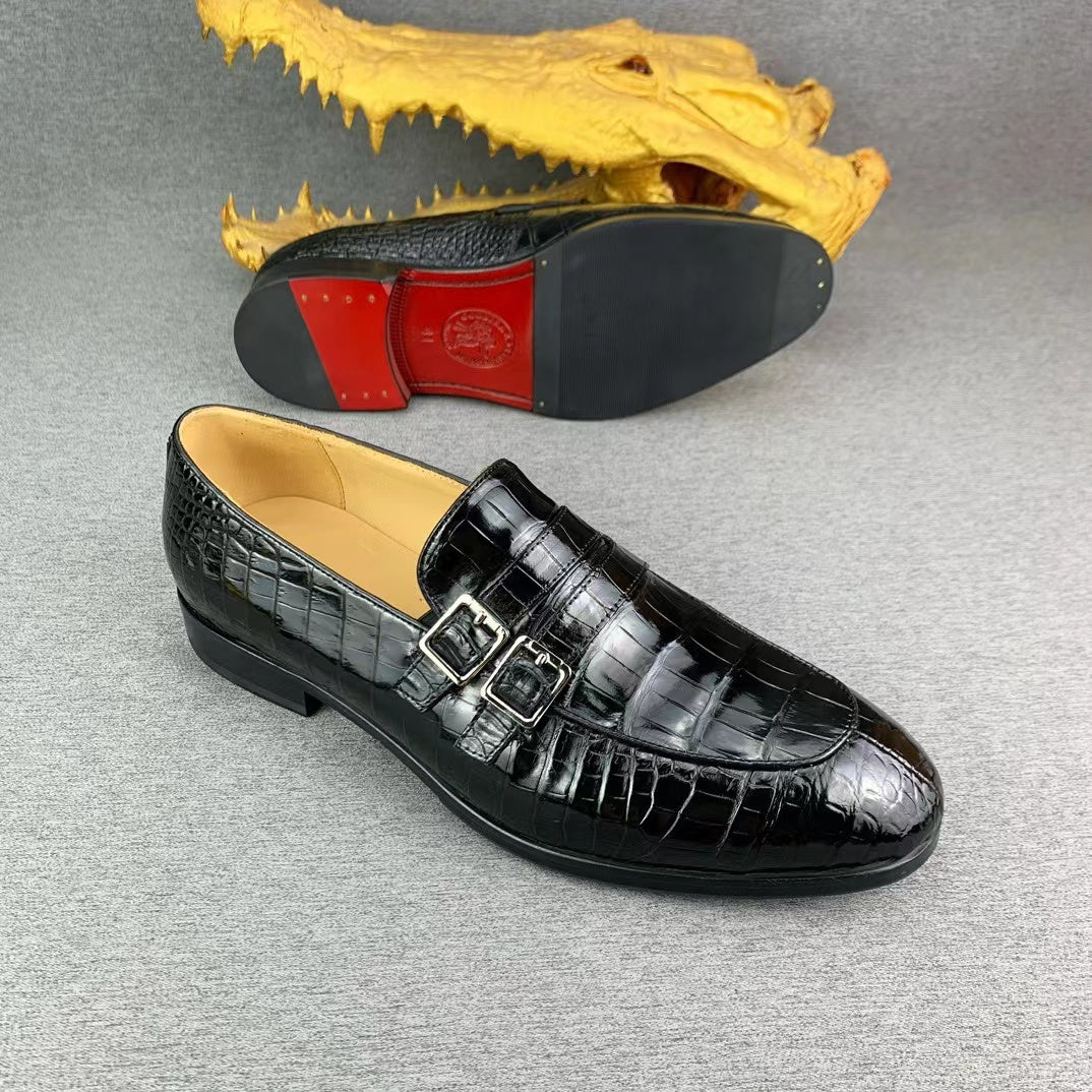 Alligator Belly Business Leisure Double Strap Dress Shoes