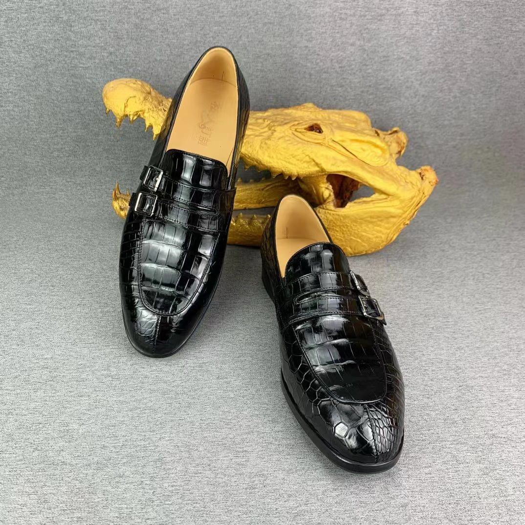 Alligator Belly Business Leisure Double Strap Dress Shoes