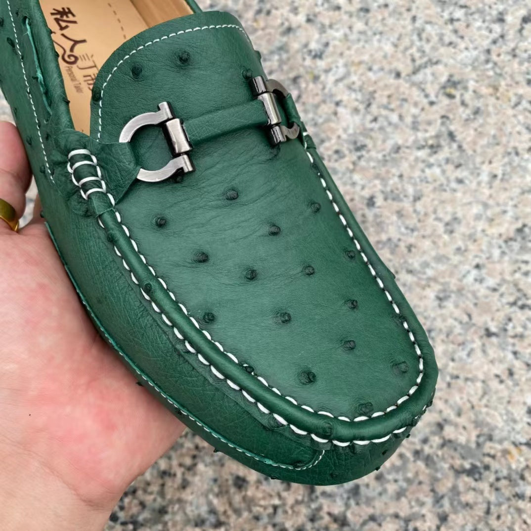 Ostrich Leather Light Soft Comfy Tassel Loafer
