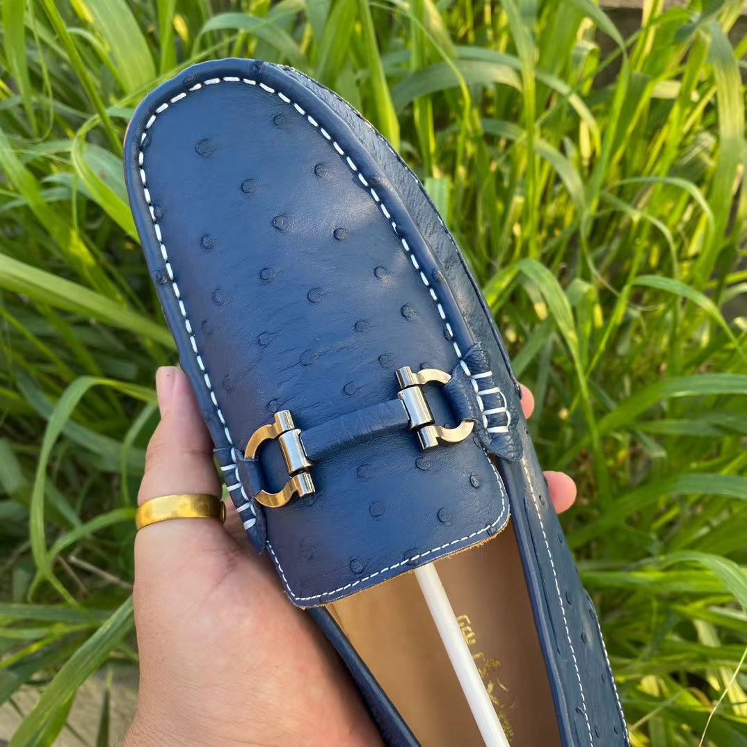 Ostrich Leather Light Soft Comfy Tassel Loafer