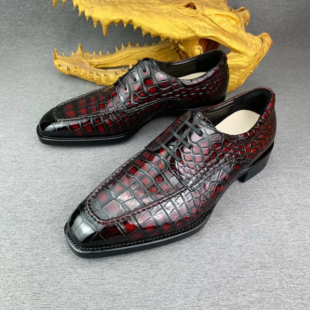 Alligator Belly Hand Brushing Internal Sutures Design Dress Shoes