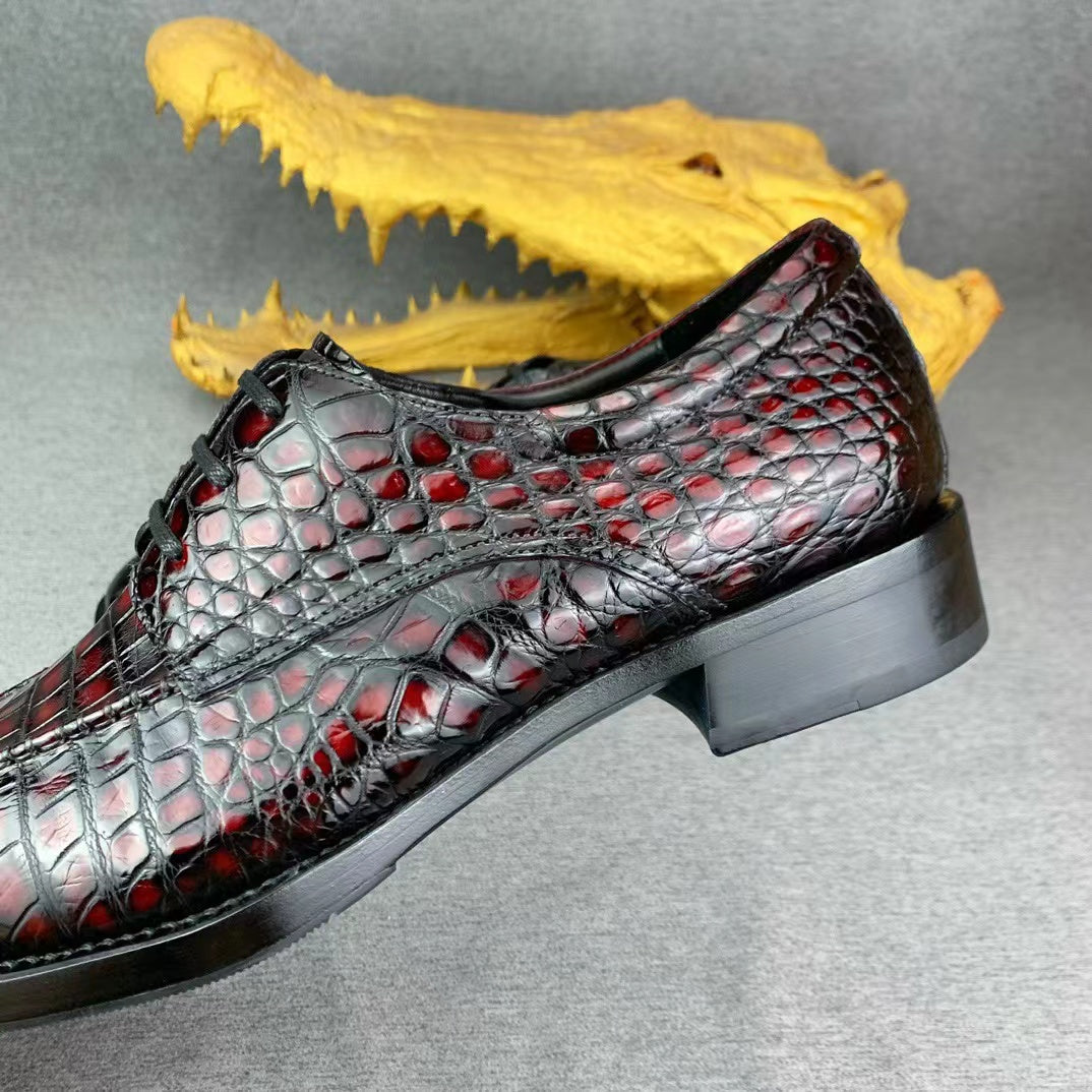 Alligator Belly Hand Brushing Internal Sutures Design Dress Shoes