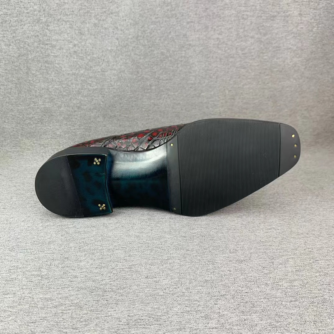 Alligator Belly Hand Brushing Internal Sutures Design Dress Shoes