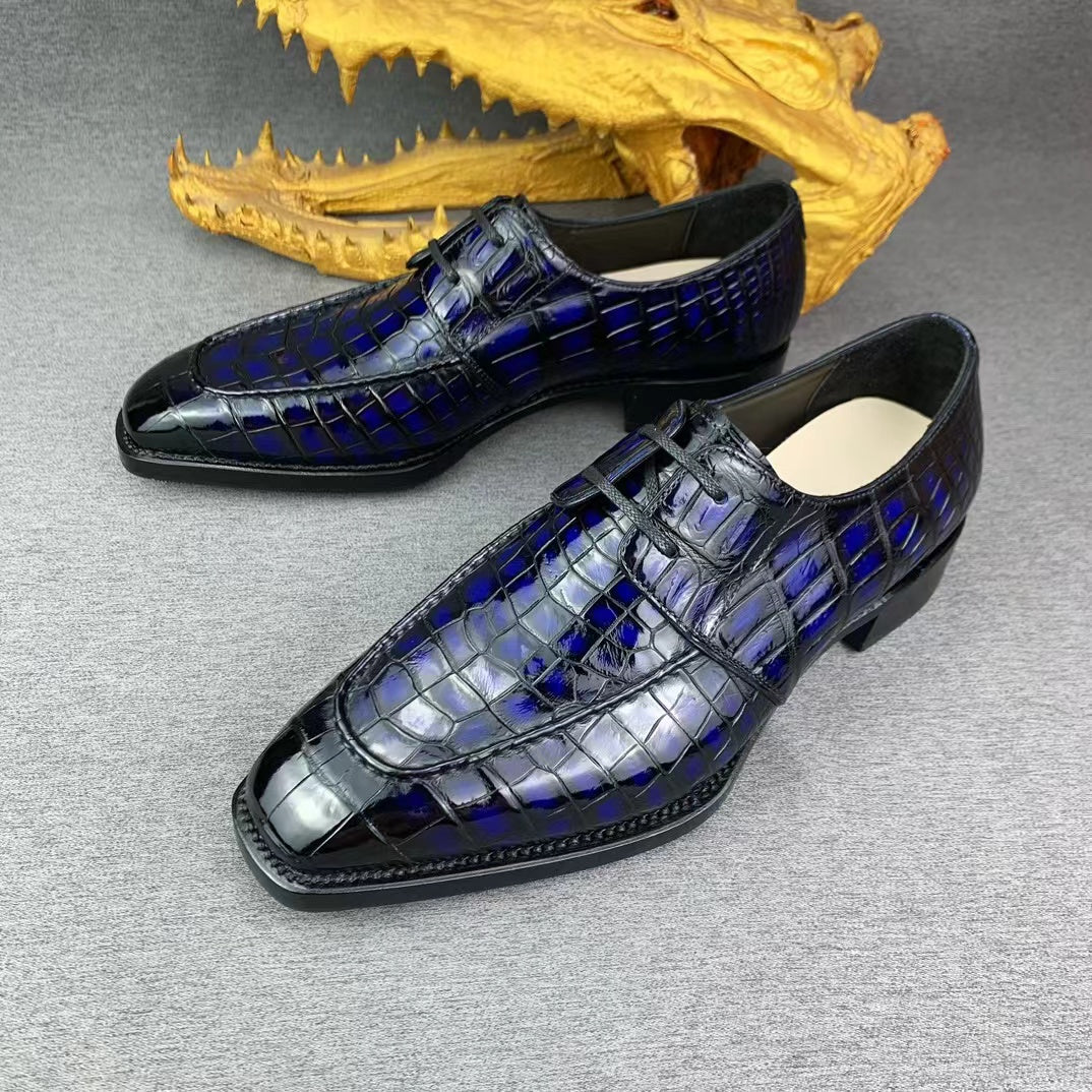 Alligator Belly Hand Brushing Internal Sutures Design Dress Shoes