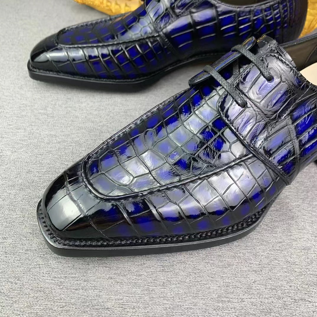 Alligator Belly Hand Brushing Internal Sutures Design Dress Shoes