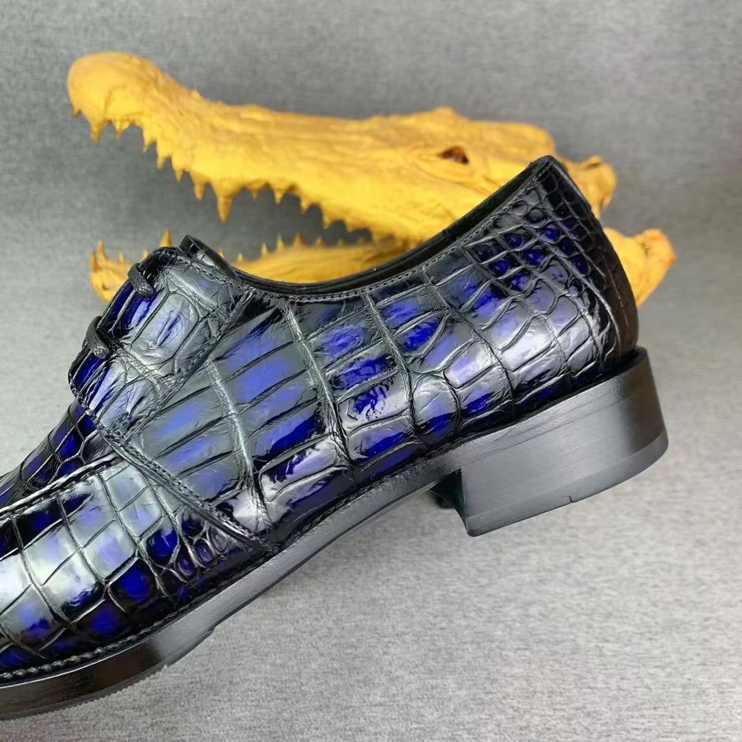 Alligator Belly Hand Brushing Internal Sutures Design Dress Shoes