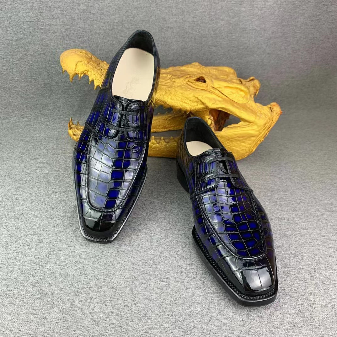 Alligator Belly Hand Brushing Internal Sutures Design Dress Shoes