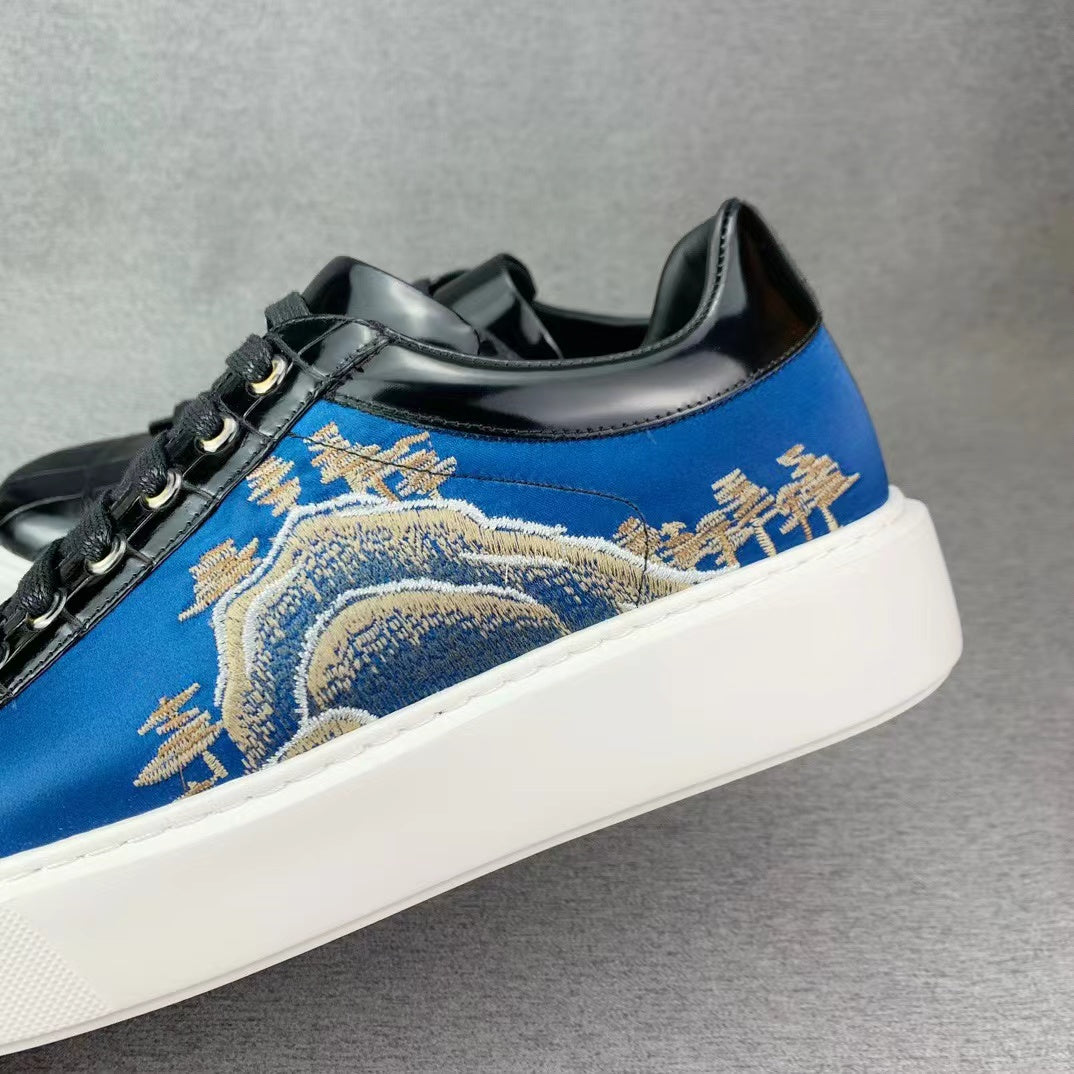 Alligator Belly Stylish Leisure Hand Stitching Chinese Landscape Shoes