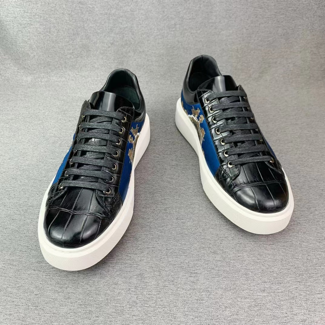 Alligator Belly Stylish Leisure Hand Stitching Chinese Landscape Shoes
