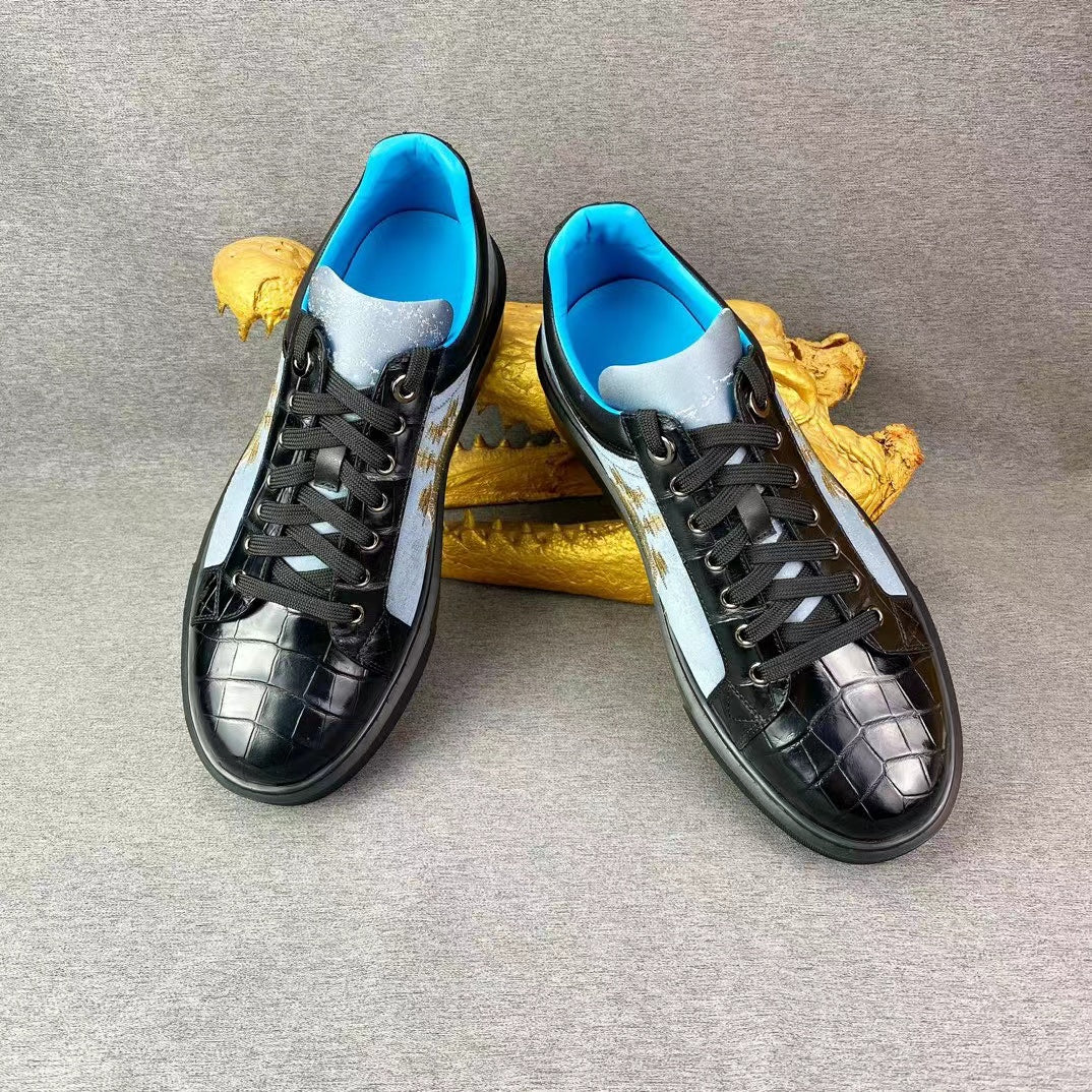 Alligator Belly Stylish Leisure Hand Stitching Chinese Landscape Shoes