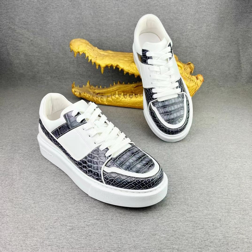 Alligator & Imported Cowhide Hand Brushing Stylish Soft Comfy Shoes