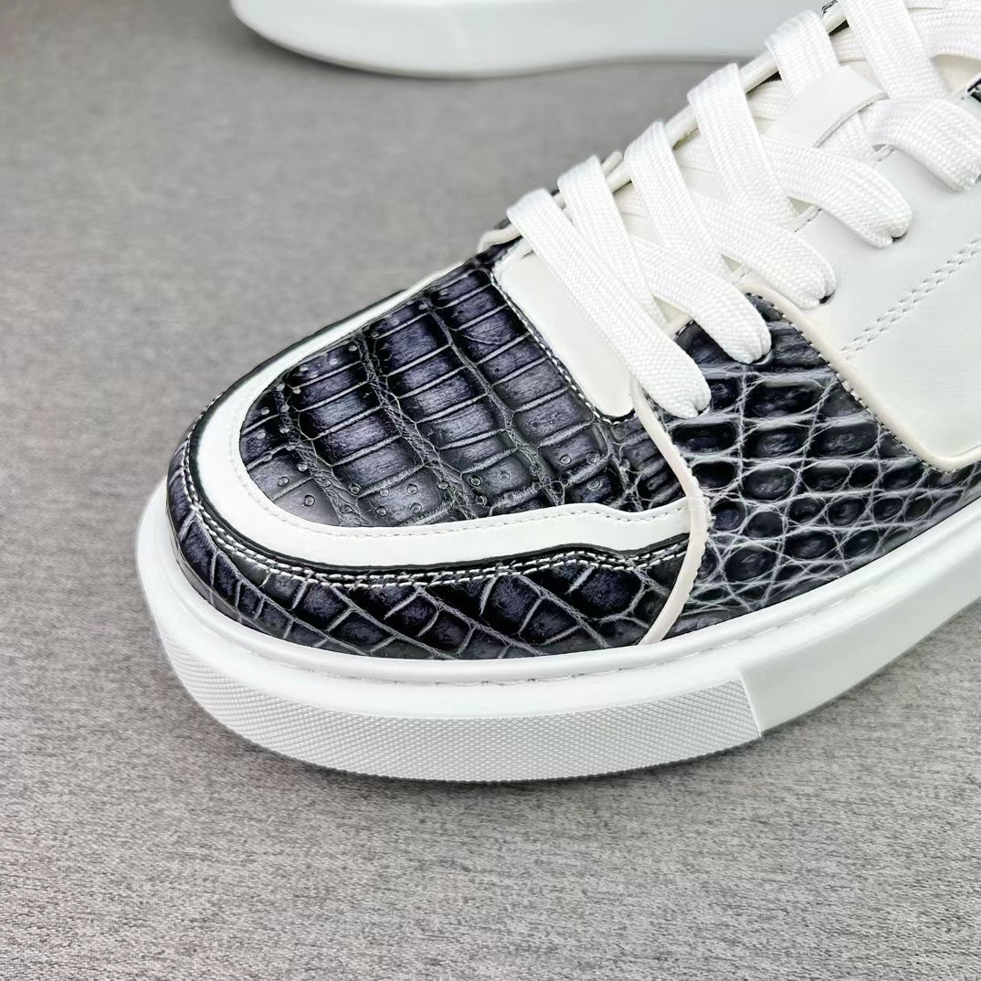 Alligator & Imported Cowhide Hand Brushing Stylish Soft Comfy Shoes