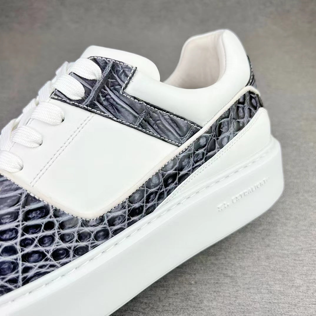 Alligator & Imported Cowhide Hand Brushing Stylish Soft Comfy Shoes