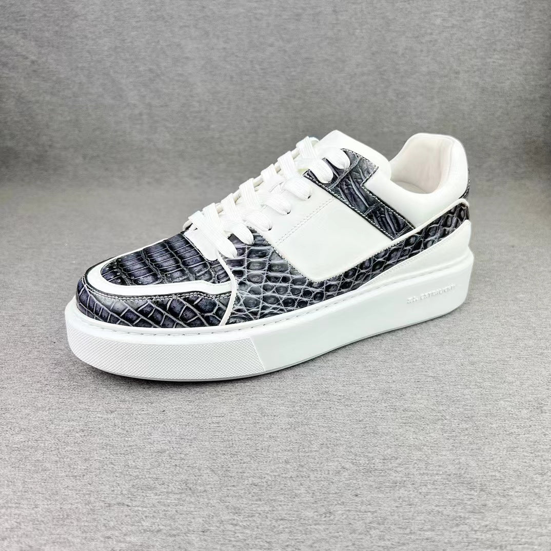 Alligator & Imported Cowhide Hand Brushing Stylish Soft Comfy Shoes