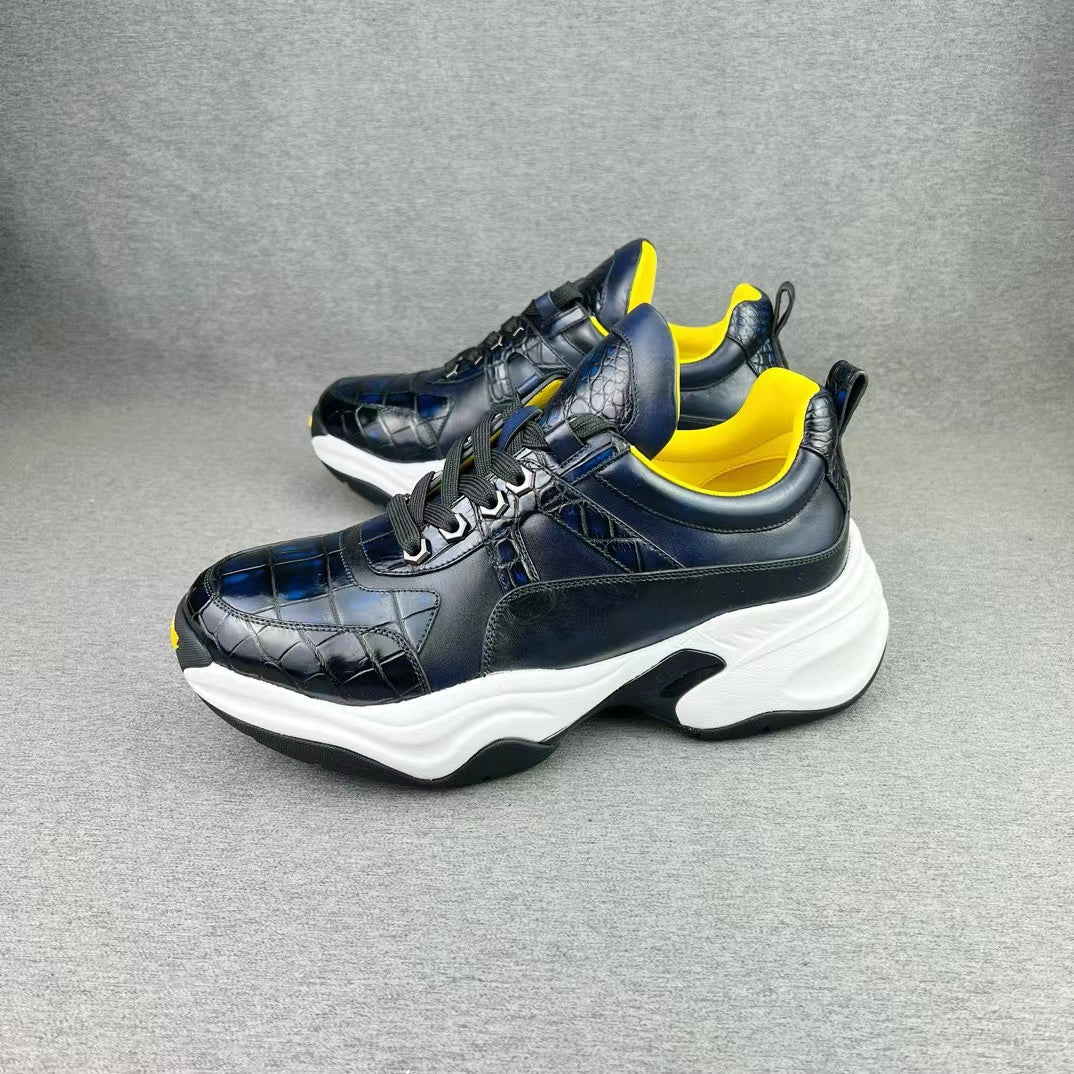 Alligator Belly & Imported Cowhide Soft Comfy Sneakers