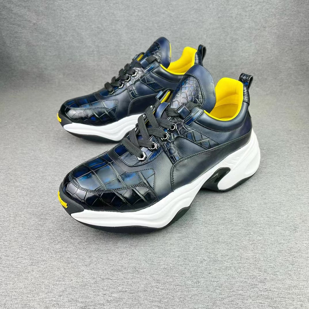 Alligator Belly & Imported Cowhide Soft Comfy Sneakers