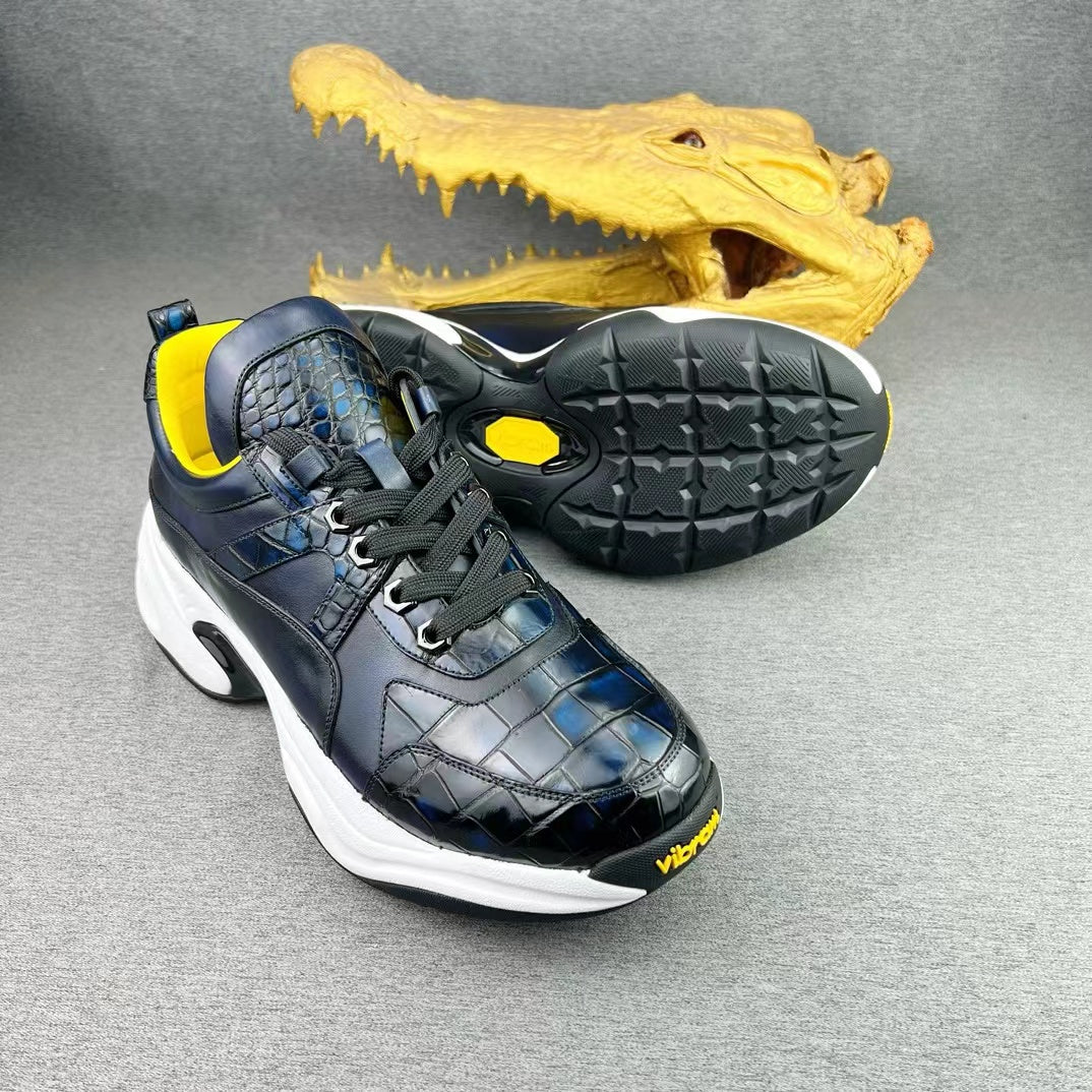 Alligator Belly & Imported Cowhide Soft Comfy Sneakers