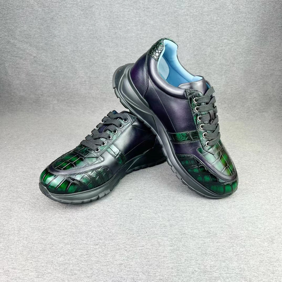 Nile Alligator Belly & Imported Cowhide Stylish Leisure Sneakers