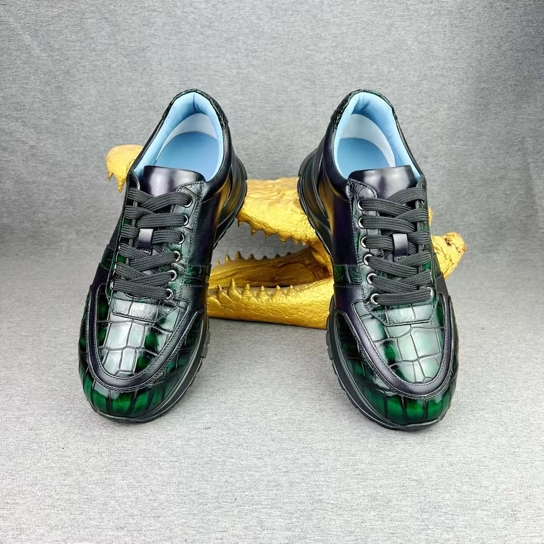 Nile Alligator Belly & Imported Cowhide Stylish Leisure Sneakers