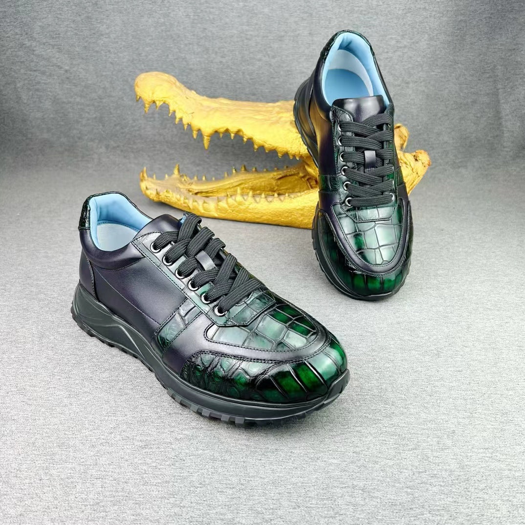Nile Alligator Belly & Imported Cowhide Stylish Leisure Sneakers