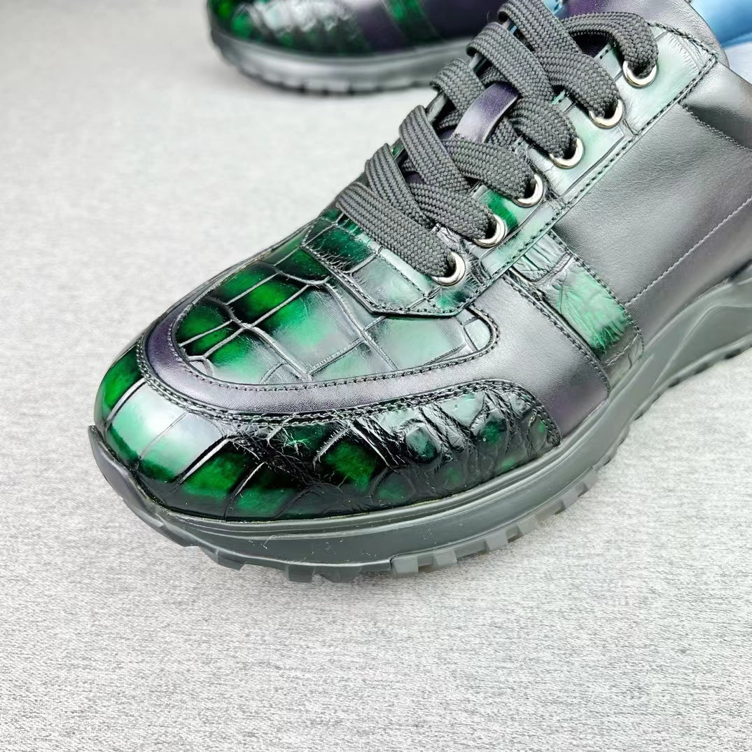 Nile Alligator Belly & Imported Cowhide Stylish Leisure Sneakers