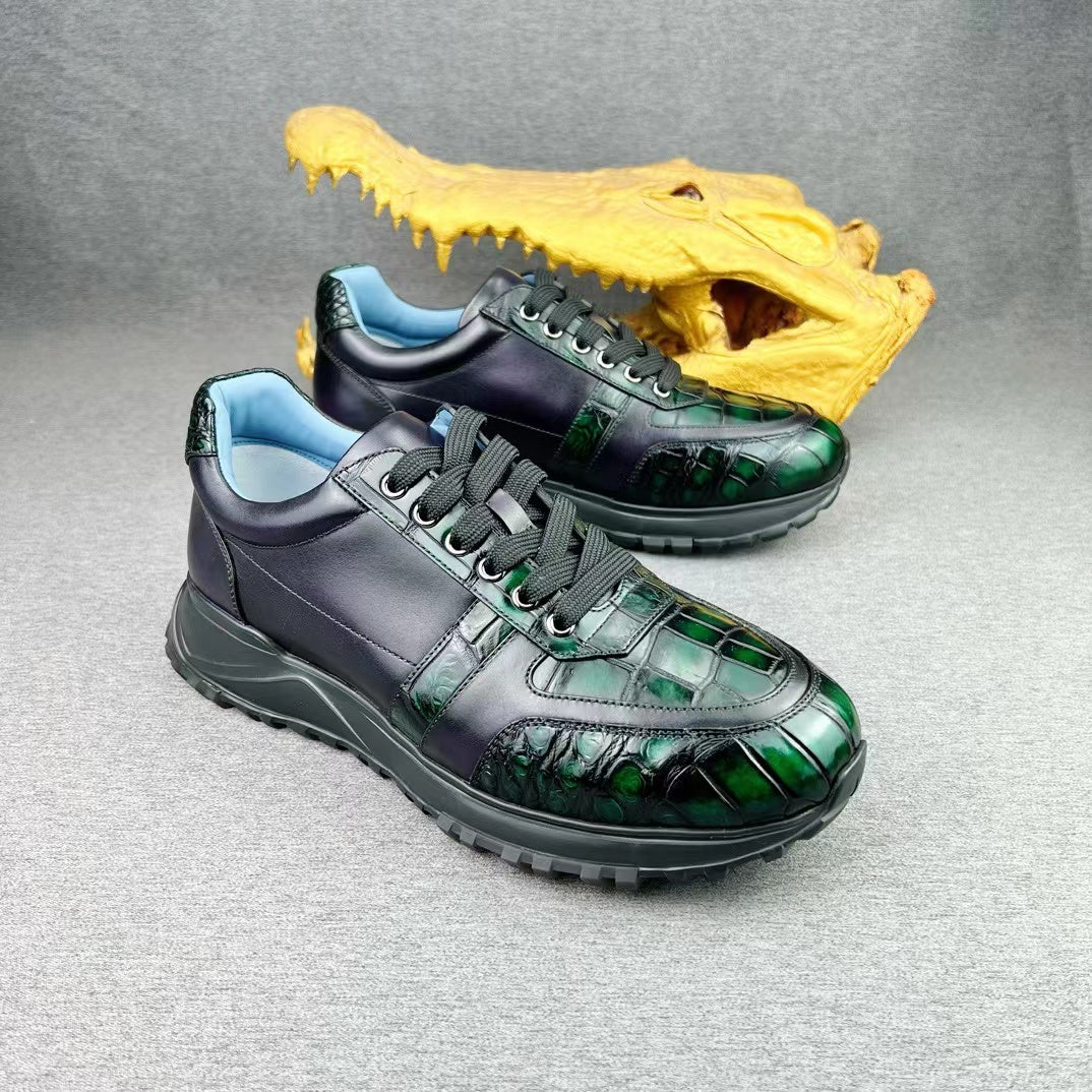 Nile Alligator Belly & Imported Cowhide Stylish Leisure Sneakers